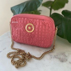 Versace Embroidered Quilted Leather Camera Bag Crossbody